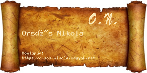 Orsós Nikola névjegykártya