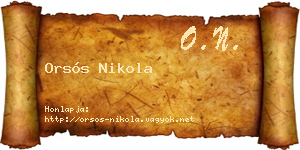 Orsós Nikola névjegykártya