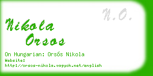 nikola orsos business card